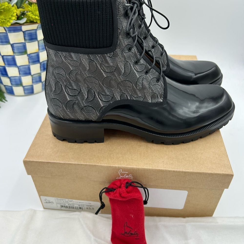 Men's Christian Louboutin Trapman leather boots size 43.5 made in Italy - Picture 9 of 10